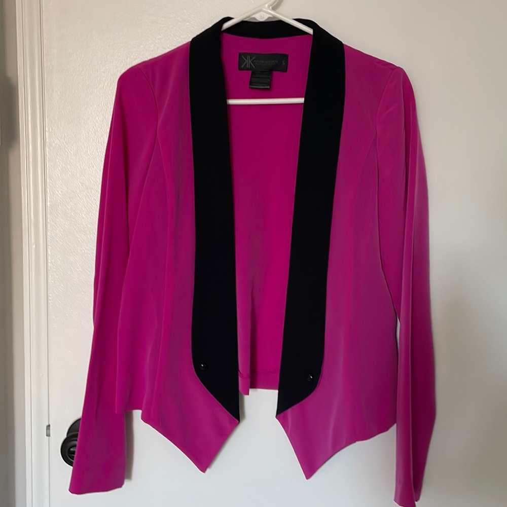 Kardashian Kollection Fuchsia Blazer with Black Trim